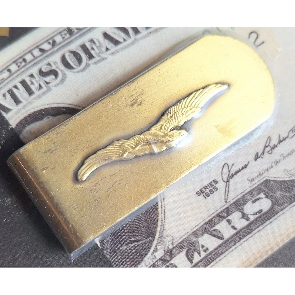 Skoal Brass Money Clip Vintage Soaring Eagle NIP